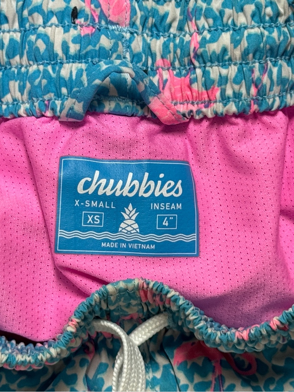 Chubbies Boys X-small Blue Flamingo Swim Trunks 4 Inch Inseam - Picture 4 of 6